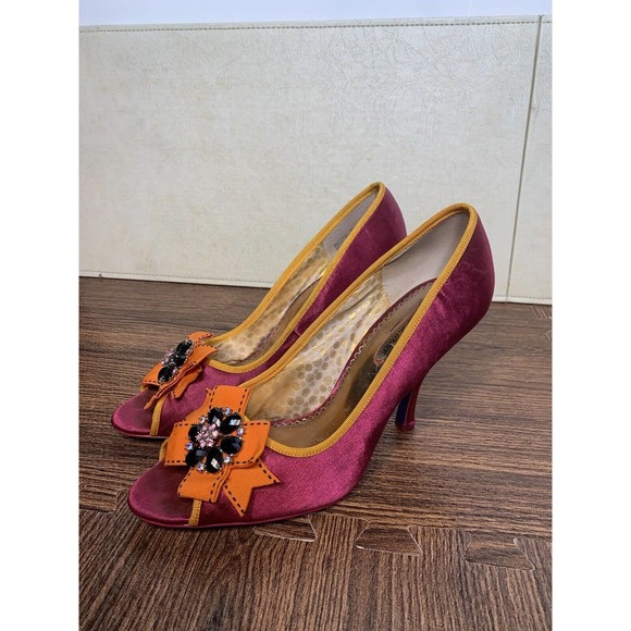 Poetic License Dazzling Hot Pink Peeptoe Blinged Up Pumps heels sz 10 - Picture 1 of 11